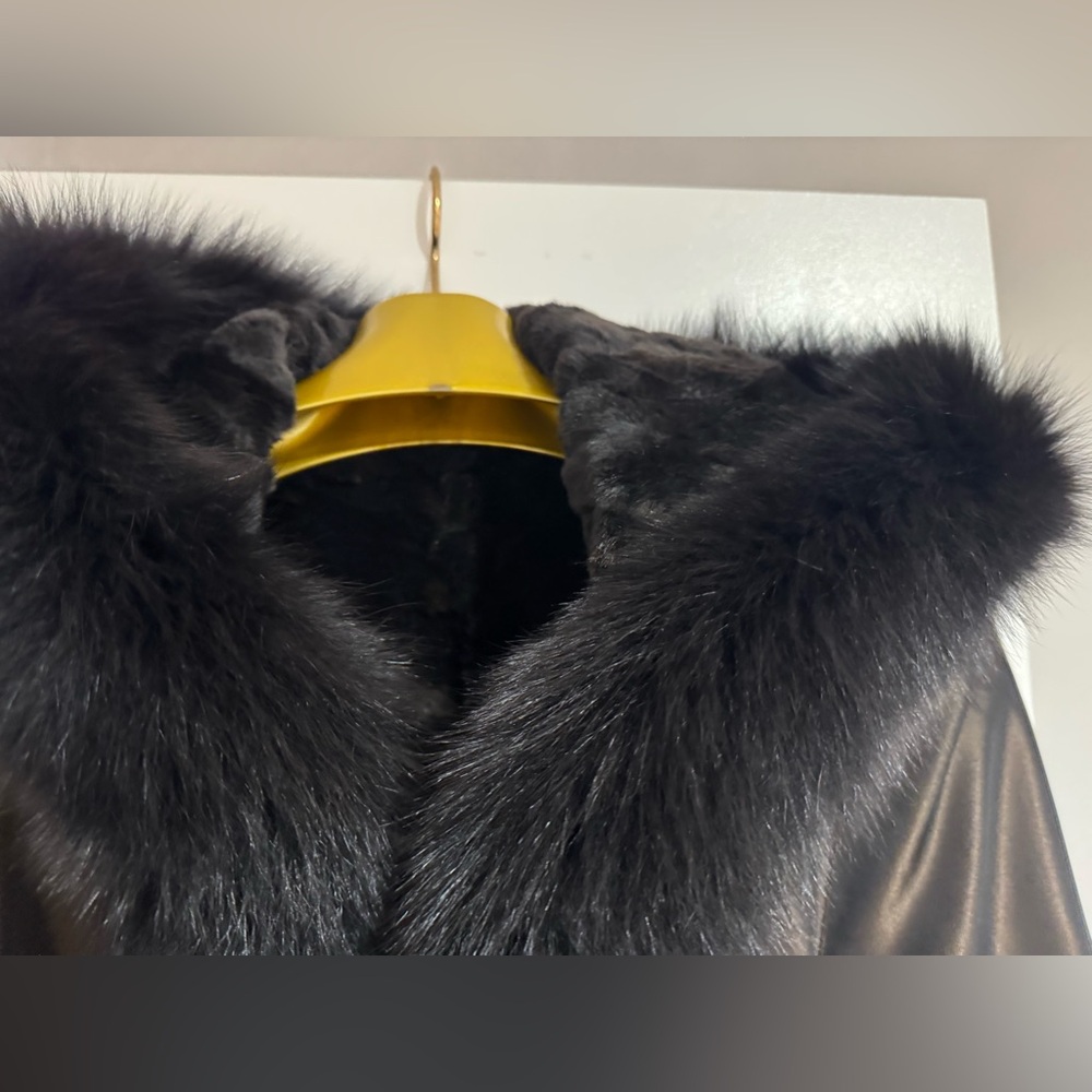 MACY’S FUR VAULT REVERSIBLE REAL MINK FOX COAT FUR SIZE L LARGE HOOD - Picture 10 of 16
